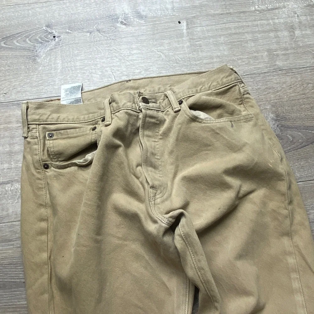 Levi's Pants 501 Mens 32x34 Tan Khaki Cotton Twill Button Fly Straight Leg Jeans